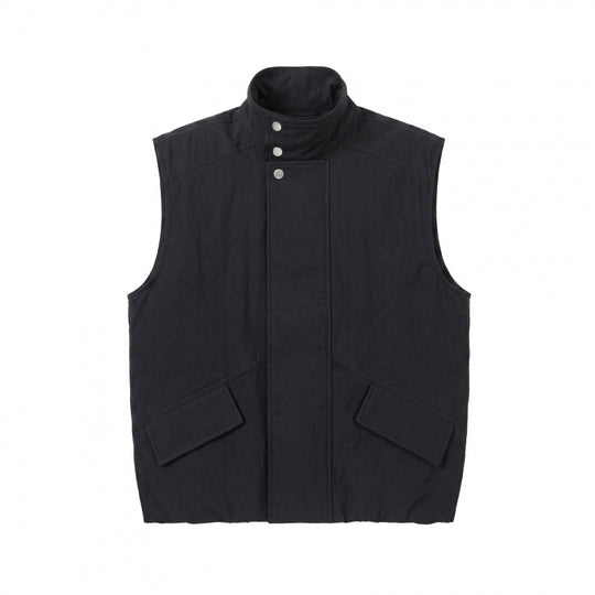 Unisex Kastenförmige wattierte Ärmellose Weste mit hohem Stehkragen, verdeckter Druckknopfleiste und Pattentaschen Shop Nory
