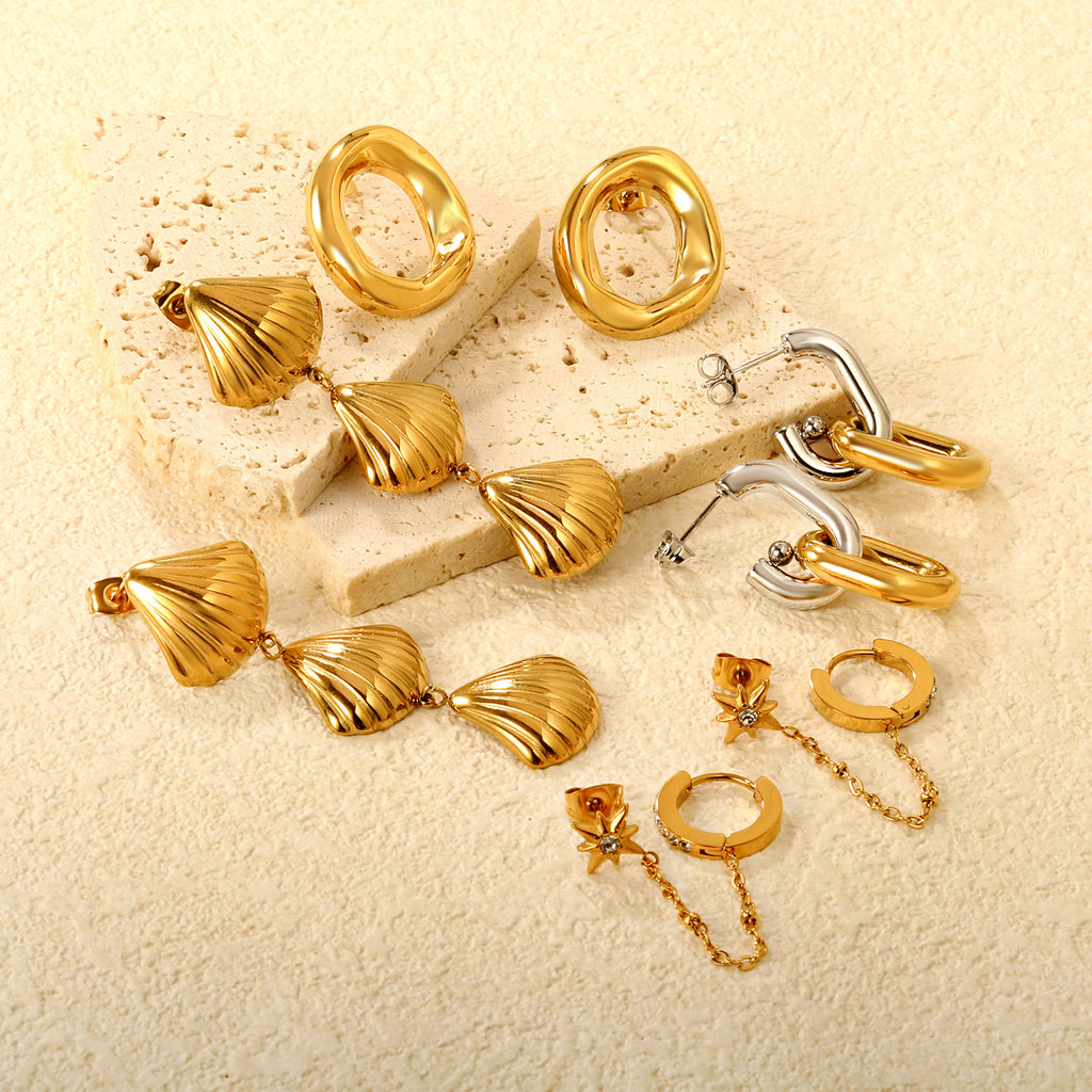 Damen Hängende Ohrstecker aus hochwertigem Edelstahl mit muschelförmigem Design Shop Nory