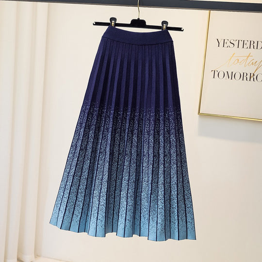 Damen Eleganter Plissee-Rock mit kontrastierenden Streifen Shop Nory