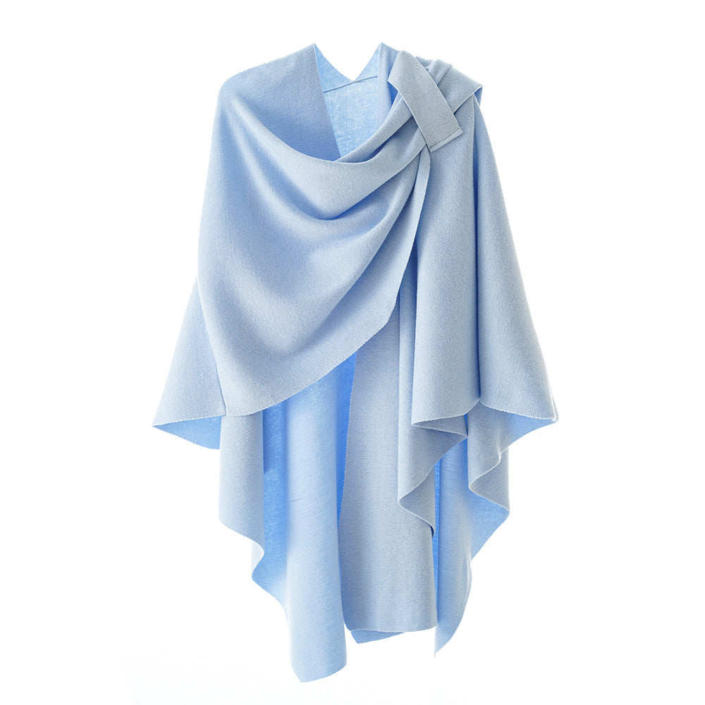 Damen Kapuzenponcho aus Feinstrick mit asymmetrischem Saum Shop Nory