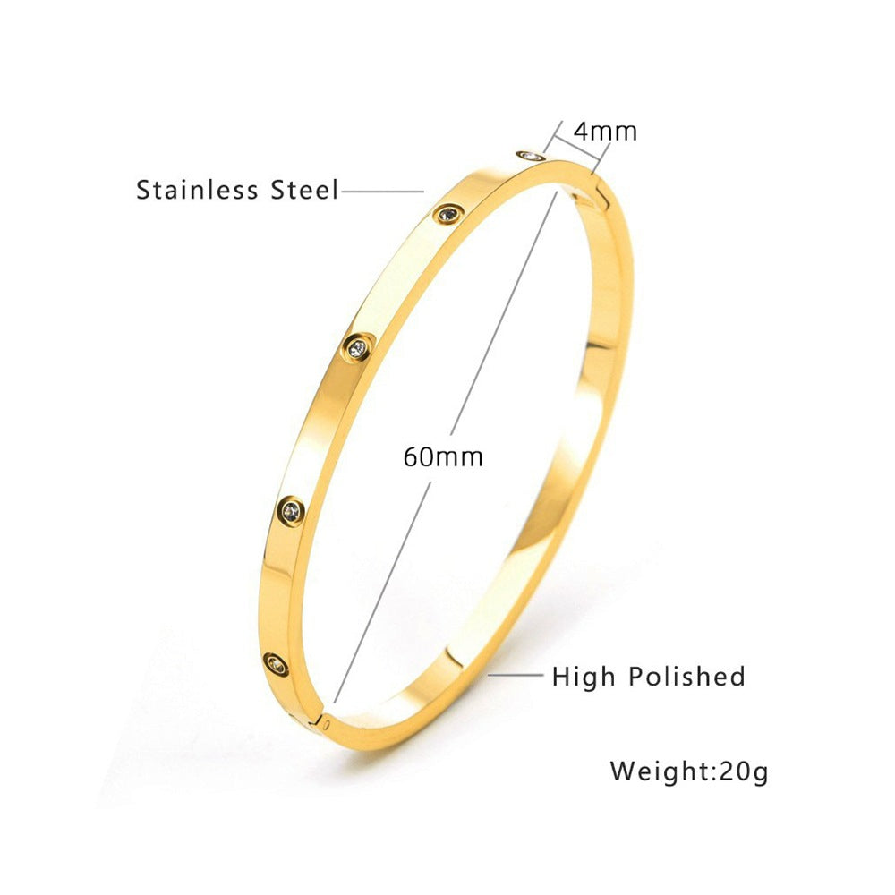 Damen Armreif aus hochwertigem Edelstahl mit funkelnden Zirkonia Shop Nory