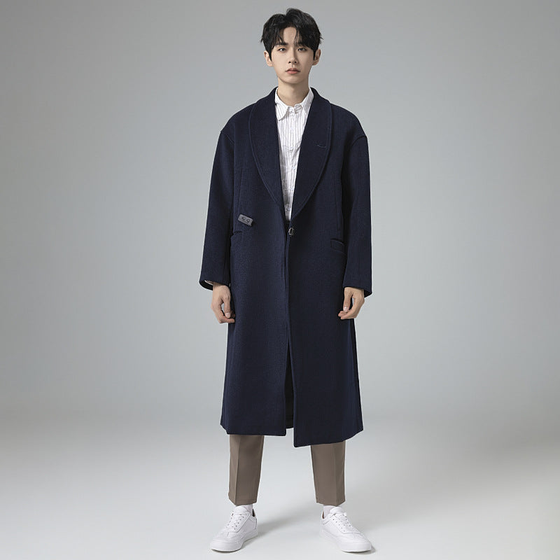 Herren Maxilanger Wollmix-Übermantel im Oversize-Schnitt mit weitem Schalkragen und dekorativer Gurtleiste Shop Nory