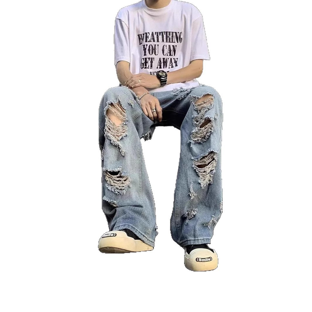 Damen Modische Destroyed Baggy-Jeans Shop Nory