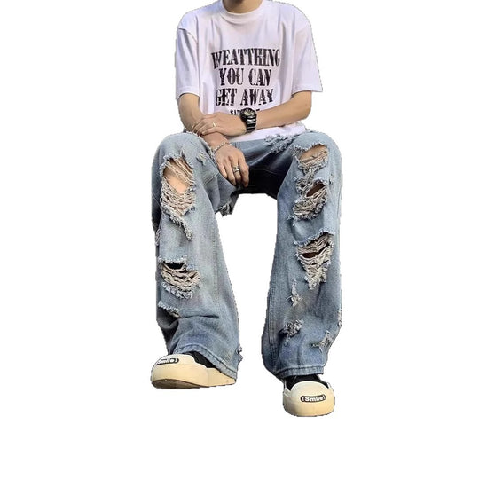 Damen Modische Destroyed Baggy-Jeans Shop Nory