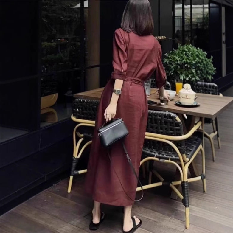 Damen Leichter Culotte-Jumpsuit mit Stehkragen, 3/4-Ärmeln und Taillengürtel Shop Nory