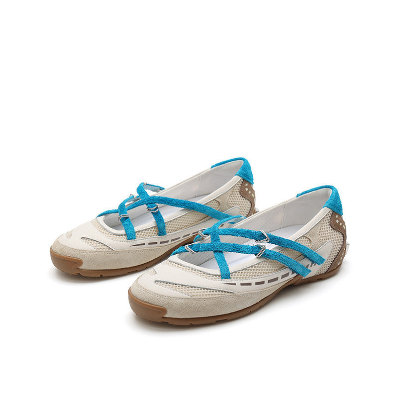 Damen Freizeit-Ballerinas mit atmungsaktivem Obermaterial und flexiblem Riemchen Shopnory