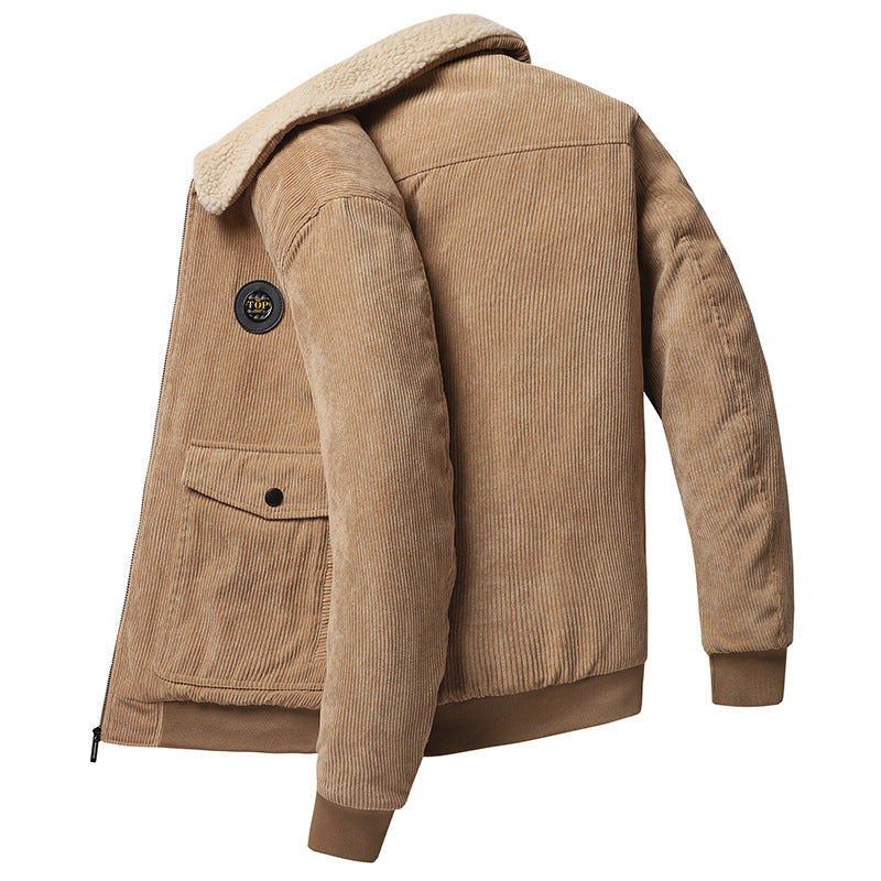 Herren Cordjacke im Bomberstil mit Teddykragen und wattierter Innenfütterung Shop Nory