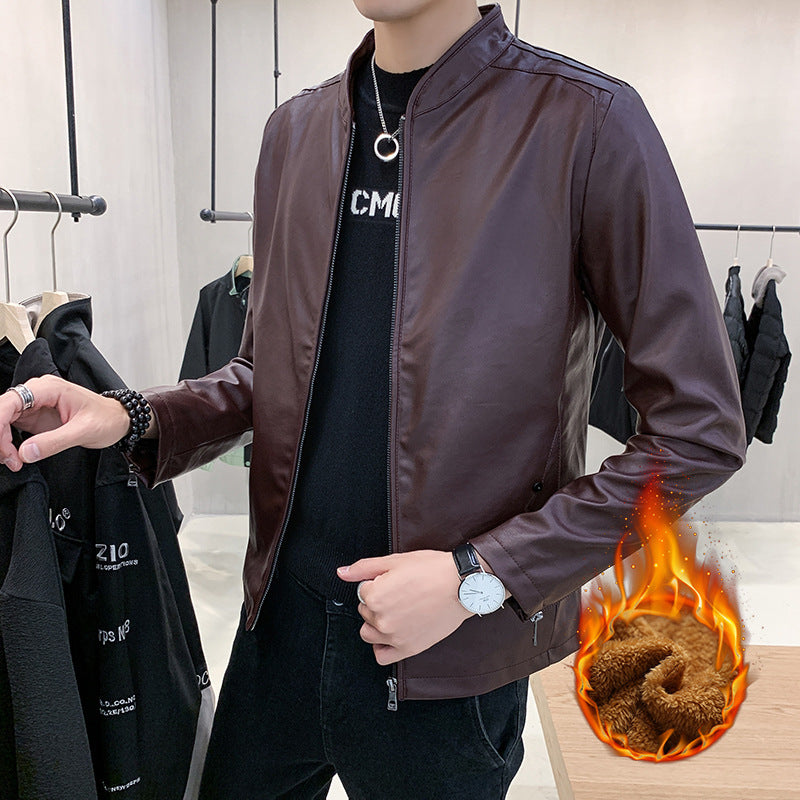 Herren schmal geschnittener Kunstleder Flightblouson mit minimalistischem Stehkragen und verdeckter Reißverschlussleiste Shop Nory