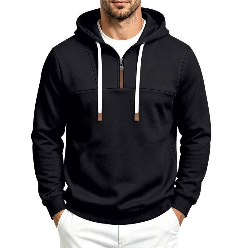 Herren Moderner Halbzip-Hoodie aus French Terry mit Zierriegel und Kordelzug Shop Nory