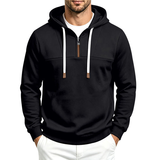 Herren Moderner Halbzip-Hoodie aus French Terry mit Zierriegel und Kordelzug Shop Nory