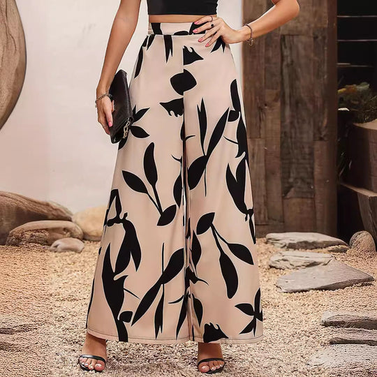 Damen Hochtaillierte Sommerhose mit floralem Druck
