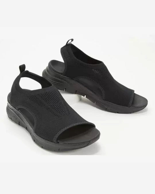 Damen Komfortable Sandaletten mit atmungsaktiver Strickoberfläche und ergonomischem Fußbett