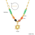 Damen elegante Halskette mit bunten Halbedelstein-Elementen und Sonnensymbol-Anhänger Shop Nory