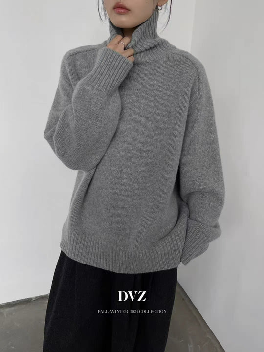 Damen Rollkragenpullover aus feinem Wollmix mit geradem Schnitt und breitem Rippkragen Shop Nory