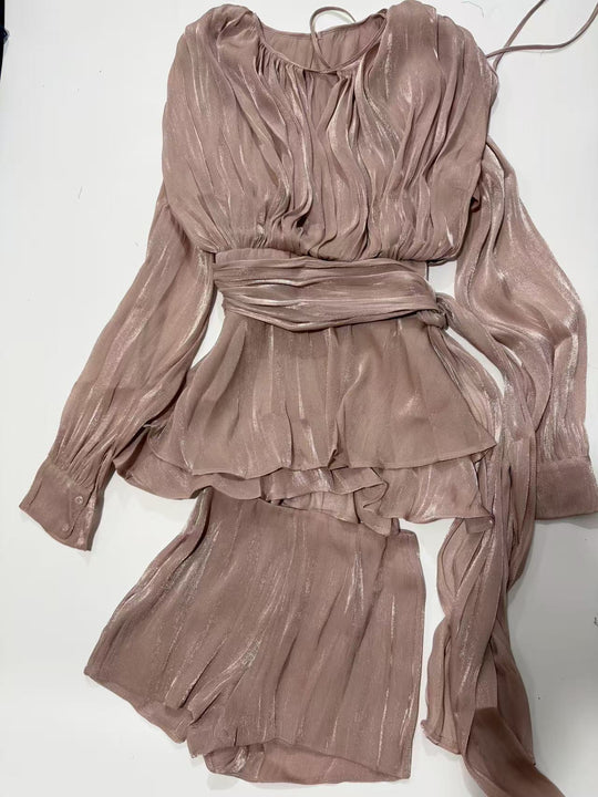 Damen Chiffon Minikleid mit eleganten Rüschendetails und verführerischem Wickeldesign Shopnory