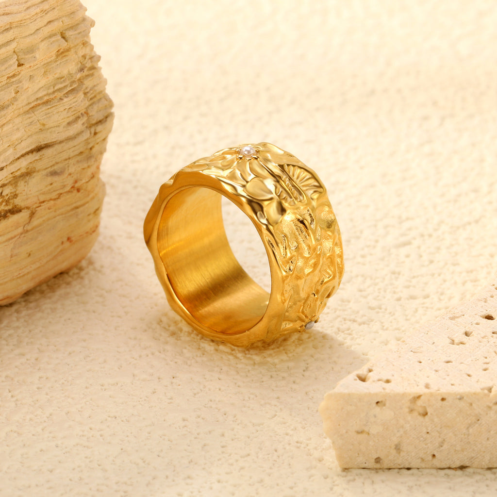Damen Ring mit herzförmigem Design und eleganter Muschelinlay Shop Nory