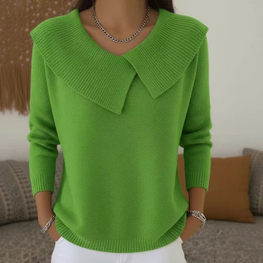 Damen nan grobgestrickter Pullover mit übergroßem Matrosenkragen und gerippten Abschlüssen Shop Nory