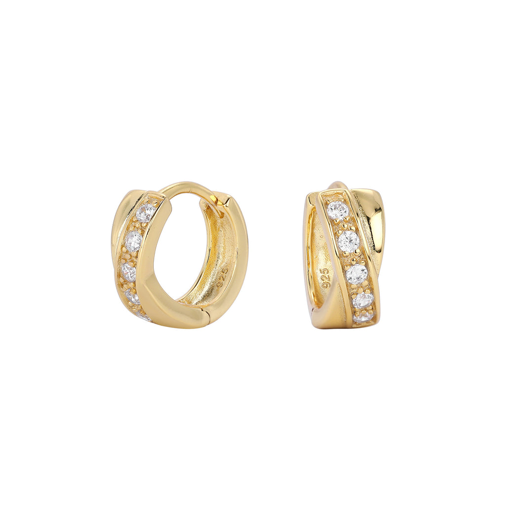 Damen Creolen mit strahlenden Zirkonsteinen und 925 Sterlingsilber Shop Nory