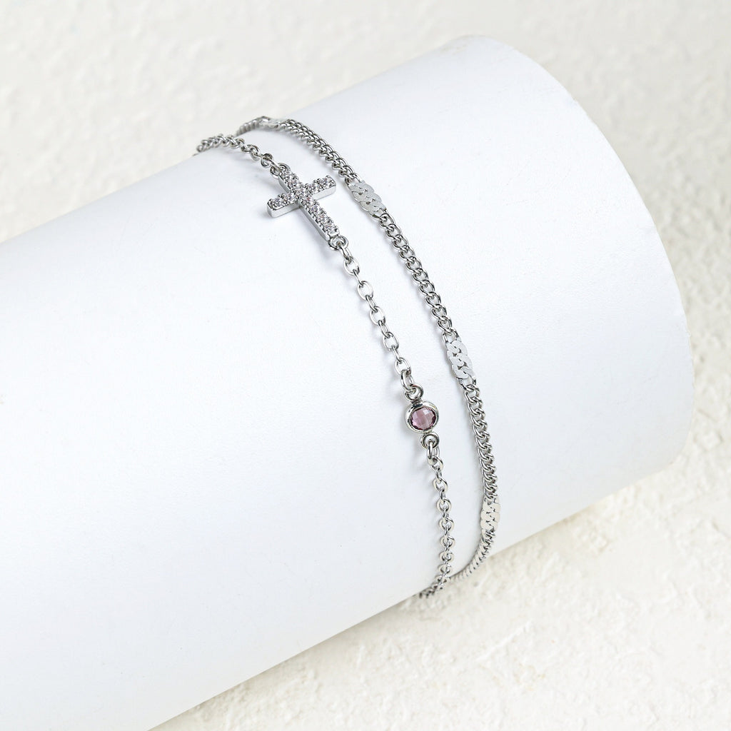 Damenarmband mit christlichem Kreuz und funkelnden Strasssteinen Shop Nory