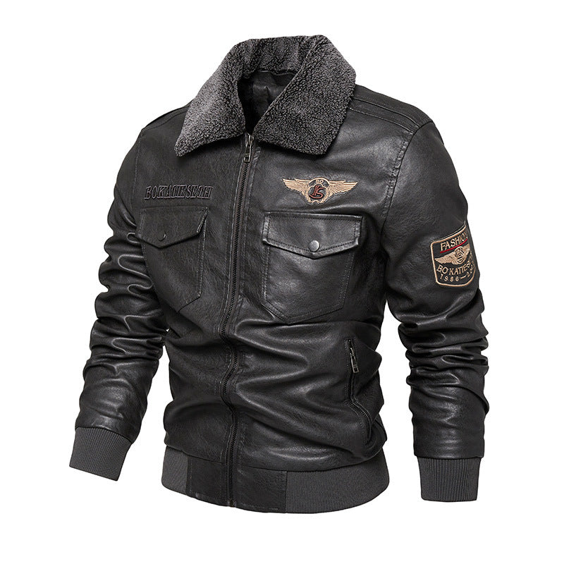 Herren Lässige Kunstlederjacke mit weichem Teddyfutter Shop Nory