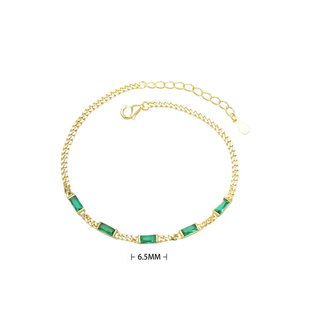 Damen Halskette mit stilvollen grünen Zirkonsteinen in hochwertigem 925 Sterling Silber Shop Nory