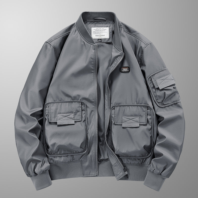 Herren leichter Nylon-Bomber mit Utility‑Taschen, Ärmel‑Organizer und geripptem Saum Shop Nory
