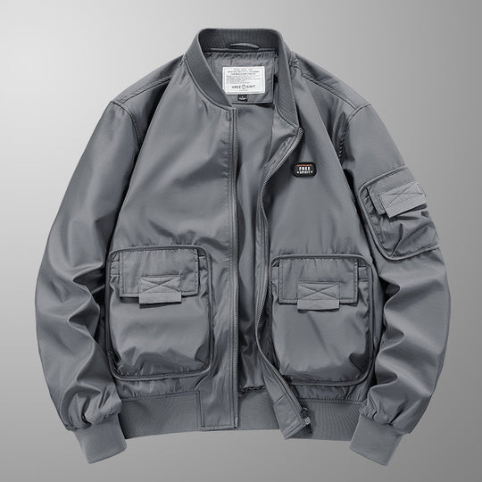 Herren leichter Nylon-Bomber mit Utility‑Taschen, Ärmel‑Organizer und geripptem Saum Shop Nory