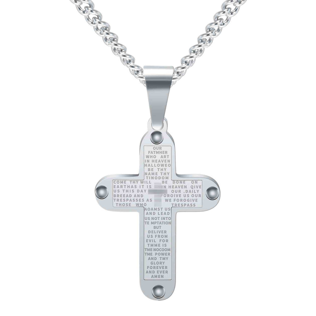 Herren Kette mit graviertem Kreuzanhänger aus hochwertigem Edelstahl Shop Nory