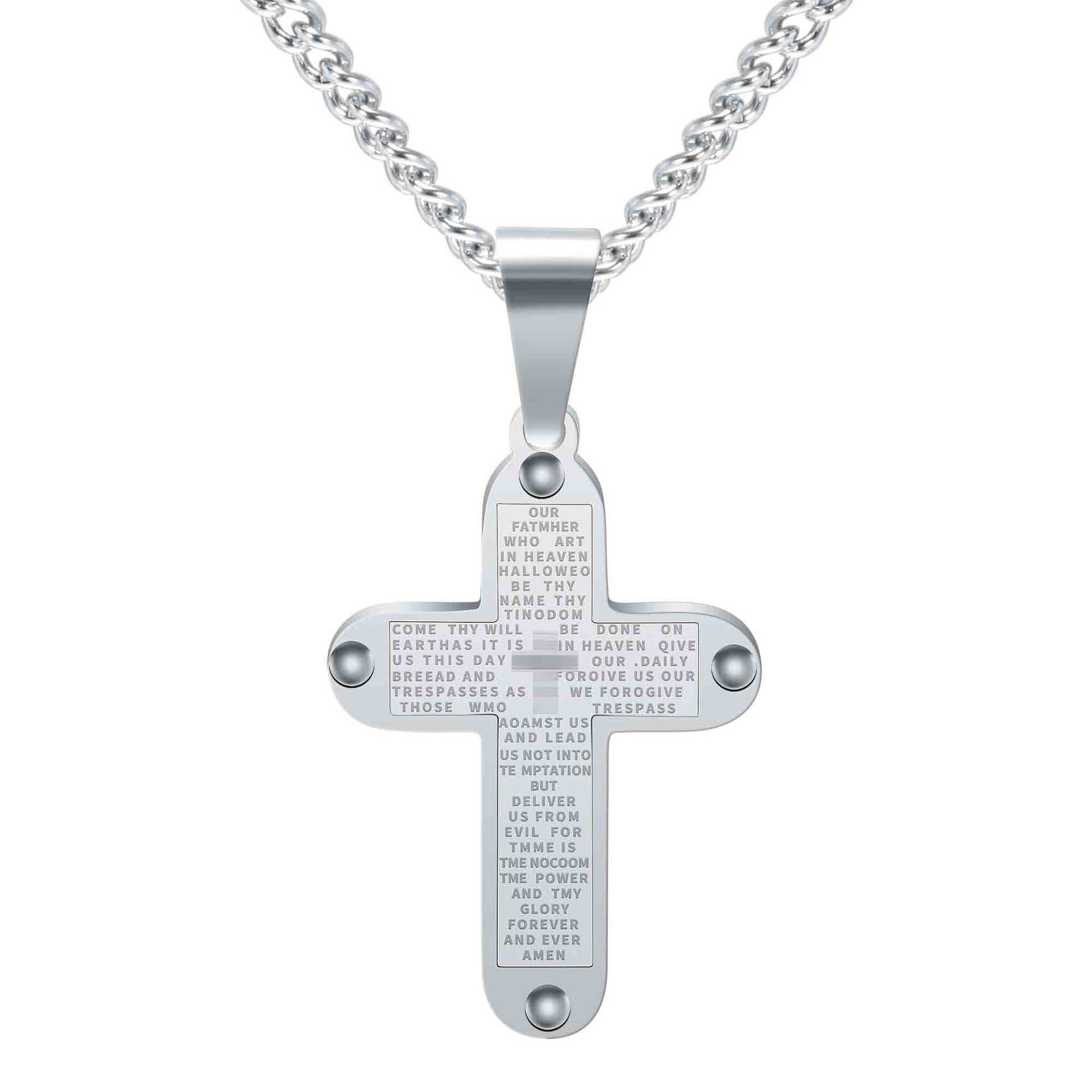 Herren Kette mit graviertem Kreuzanhänger aus hochwertigem Edelstahl Shop Nory