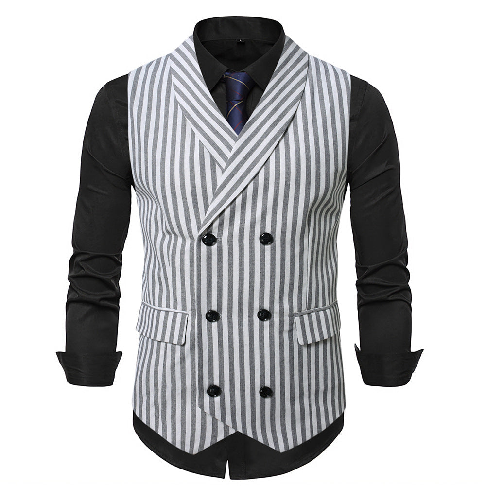 Herren elegante Weste mit doppelter Knopfleiste und klassischen Streifen
