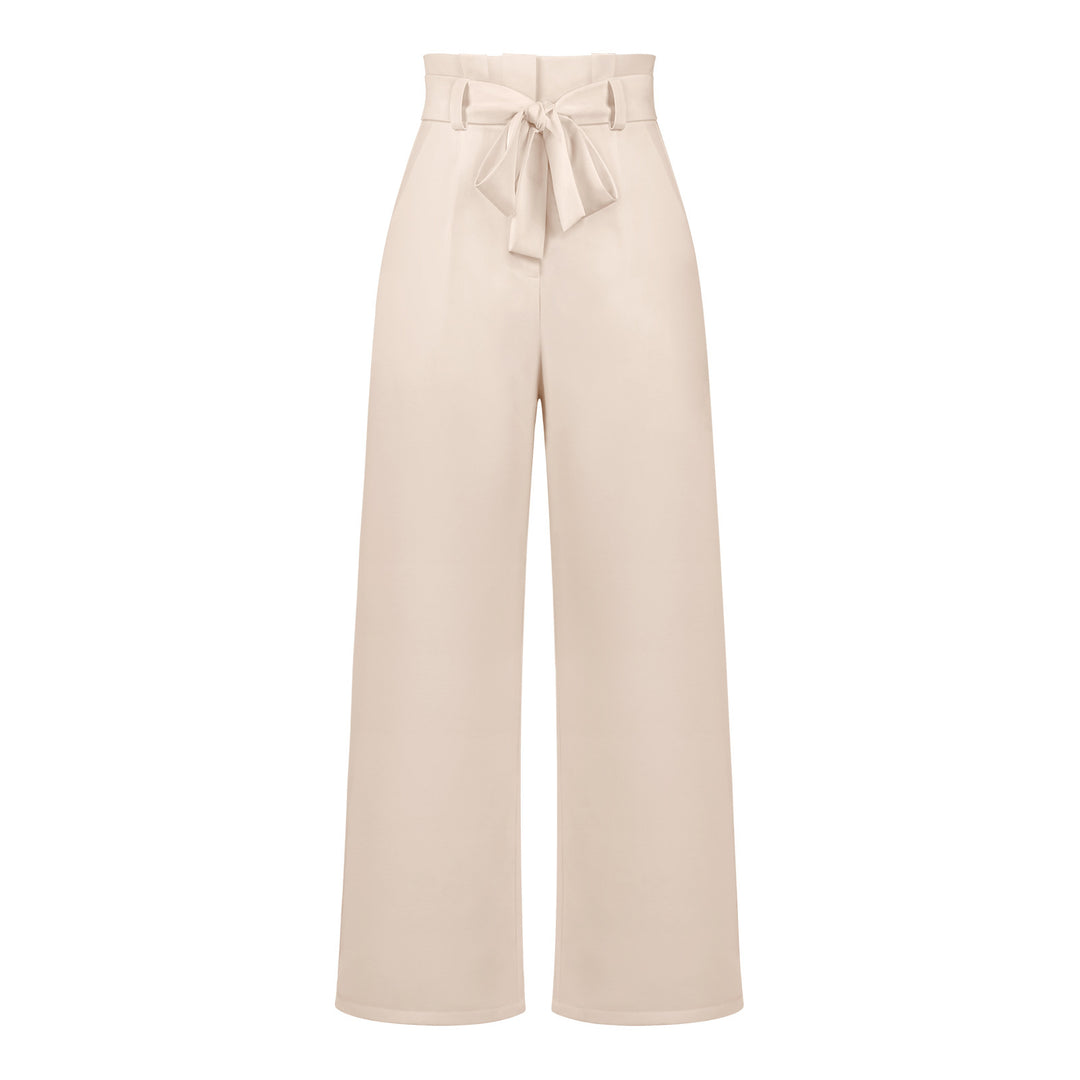 Damen hochtaillierte Paperbag-Hose mit weitem Bein und Taillengürtel Shop Nory