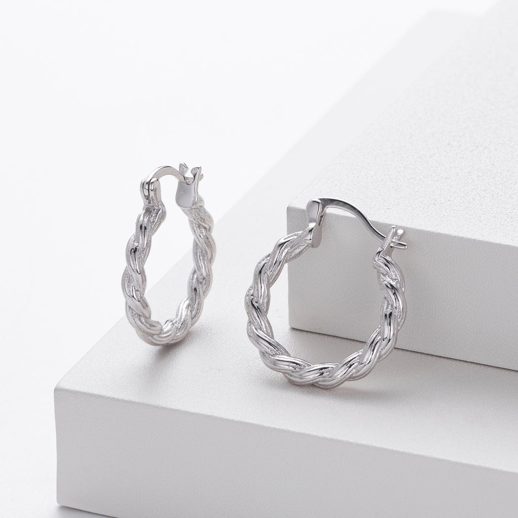 Damen Creolen mit elegantem geflochtenem Design aus 925 Sterling Silber Shop Nory