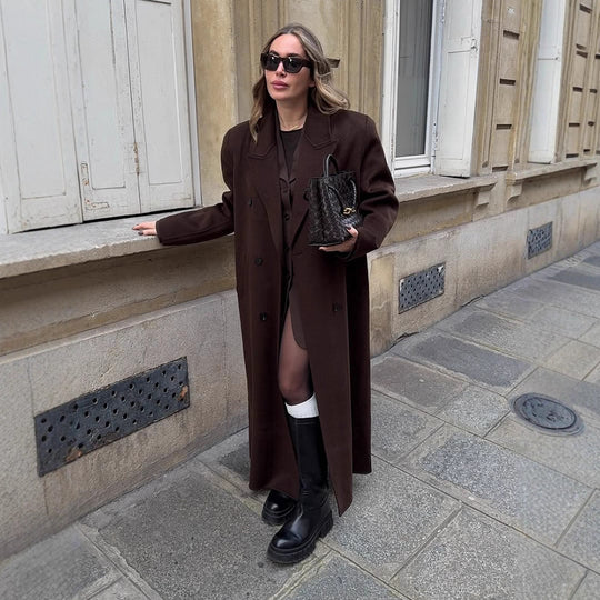 Damen Oversize Wollmix-Mantel mit verlängertem Cocoon-Schnitt und Doppelreihe Shop Nory