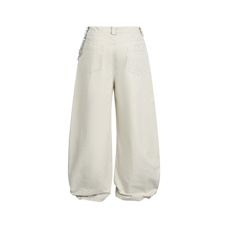 Damen Weite Balloon-Hose mit hoher Taille, Kettendetail und Cargo-Elementen Shop Nory