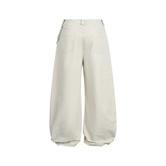 Damen Weite Balloon-Hose mit hoher Taille, Kettendetail und Cargo-Elementen Shop Nory