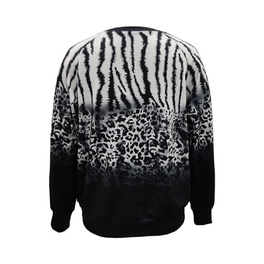 Damen Oversize-Tierprint-Pullover mit Rundhalsausschnitt und Ombre-Print Shop Nory