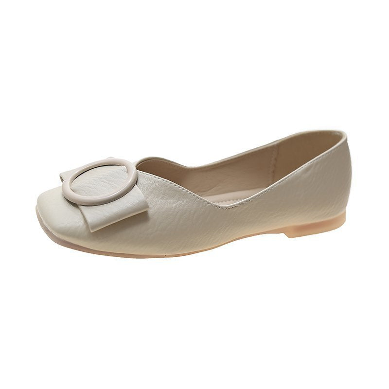 Damen Elegante Slipper-Ballerinas mit quadratischer Zehenpartie und dekorativer Rundschließe Shop Nory