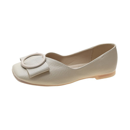 Damen Elegante Slipper-Ballerinas mit quadratischer Zehenpartie und dekorativer Rundschließe Shop Nory