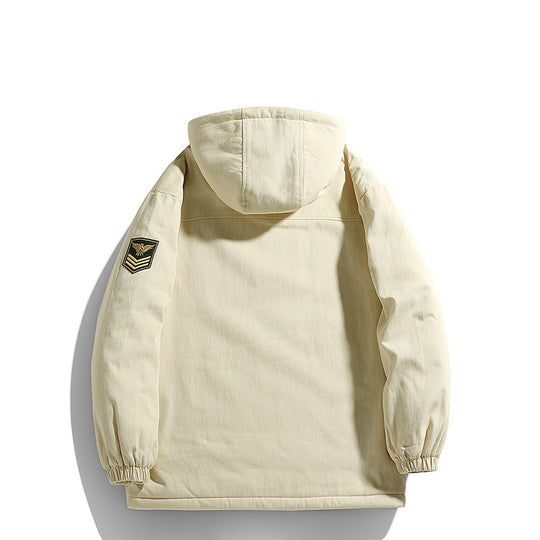 Herren Kapuzen-Canvasparka mit Teddyfleece-Innenfutter und Military‑Patch Shop Nory