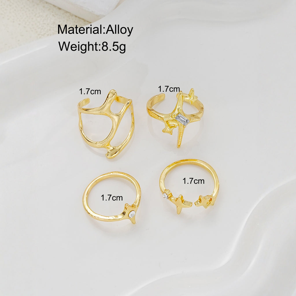 Damen Ring-Set mit einzigartigen geometrischen Designs und funkelnden Zirkonia Shop Nory