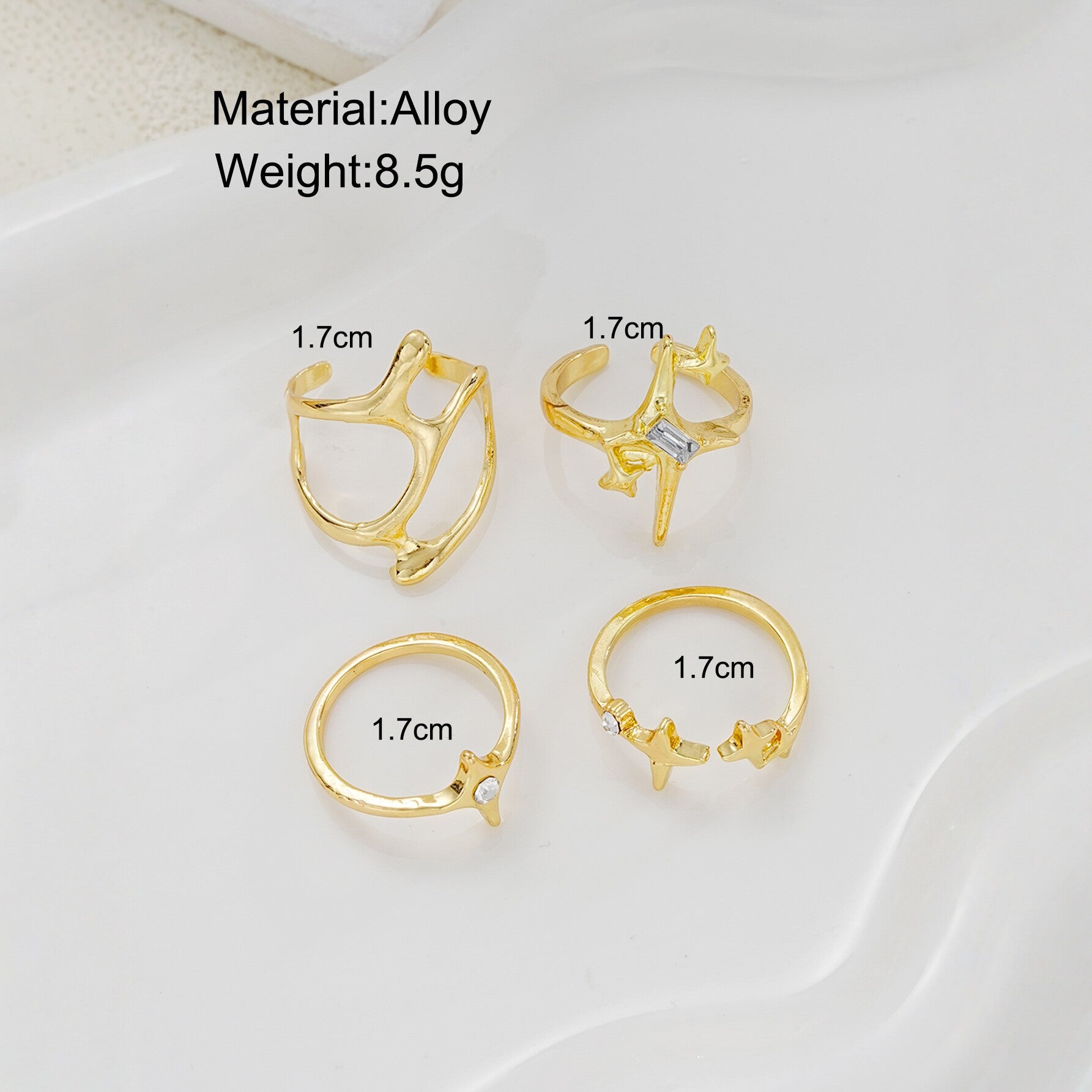 Damen Ring-Set mit einzigartigen geometrischen Designs und funkelnden Zirkonia Shop Nory