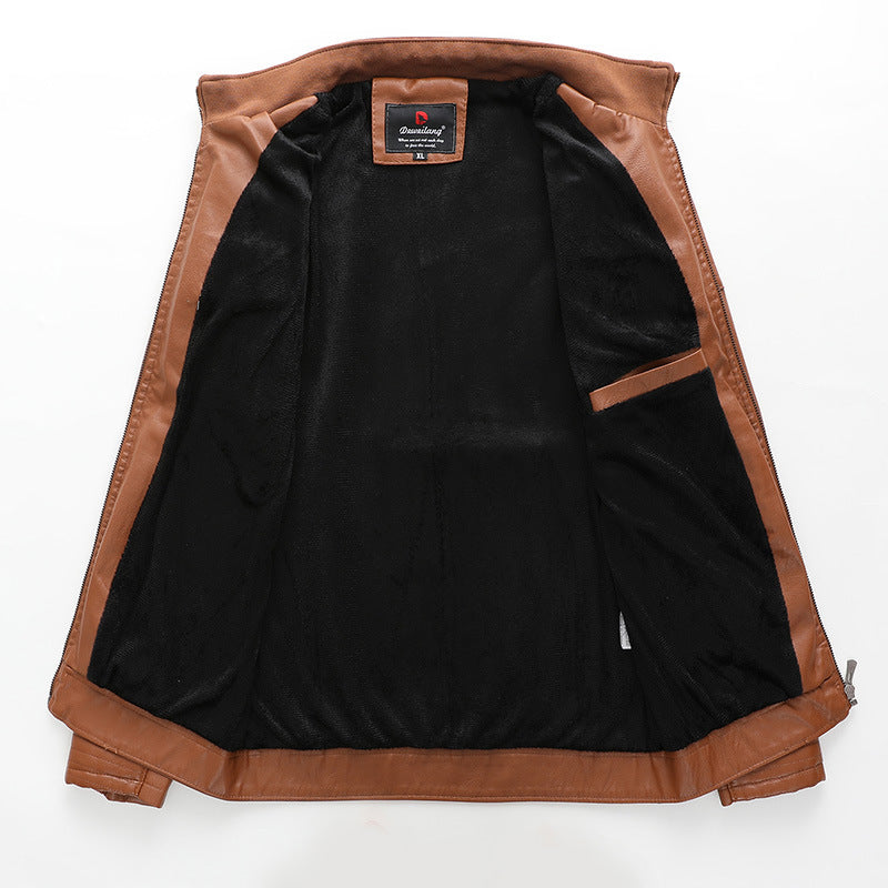 Herren schlanker Kunstleder-Moto-Blouson mit gesteppten Schulter- und Ärmelpaneelen Shop Nory