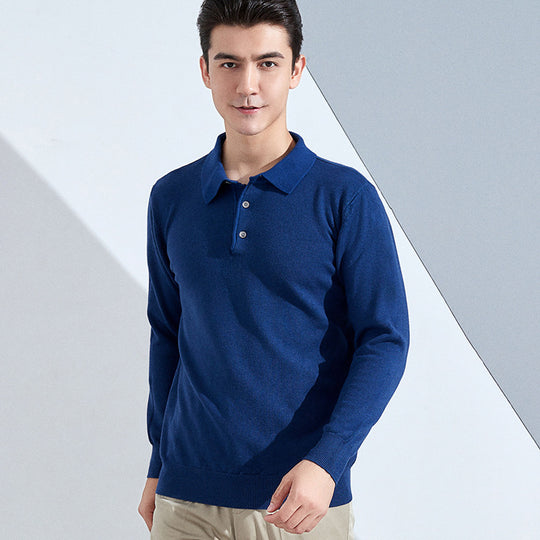 Herren Feiner Langarm-Poloshirt aus Feinstrick mit 3‑Knopf‑Leiste und schmaler Passform Shop Nory