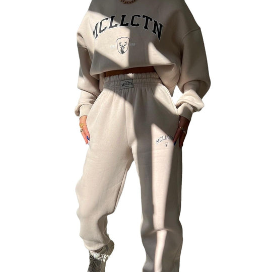 Damen Oversized College-Sweatshirt und High-Waist-Jogger-Set aus French-Terry Shop Nory