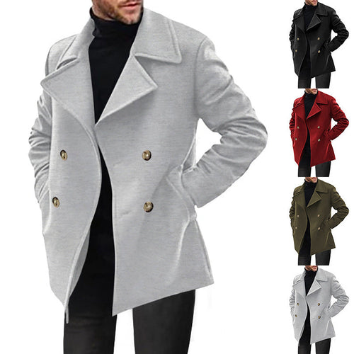 Herren Designer Wollmantel mit doppelter Knopfleiste