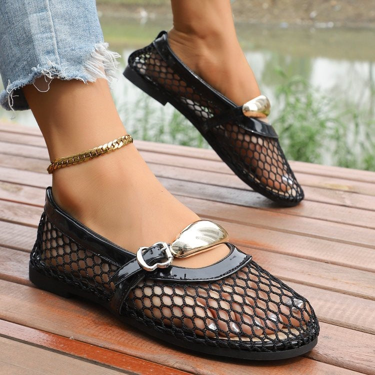 Damen Elegante und luftige Netz-Slipper