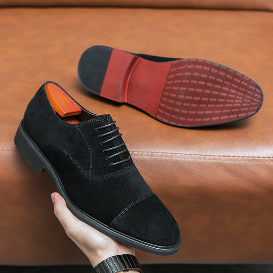 Herren elegante Veloursleder Oxford-Halbschuhe mit Kaptoefen-Detail, gepolstertem Komfortfußbett und rutschfester Gummisohle Shop Nory