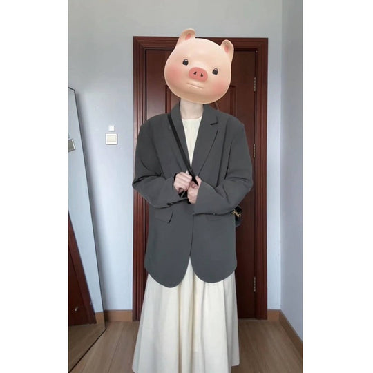 Damen Oversize Einreihiger Blazer mit lässigem Schnitt und aufgesetzten Taschen Shop Nory