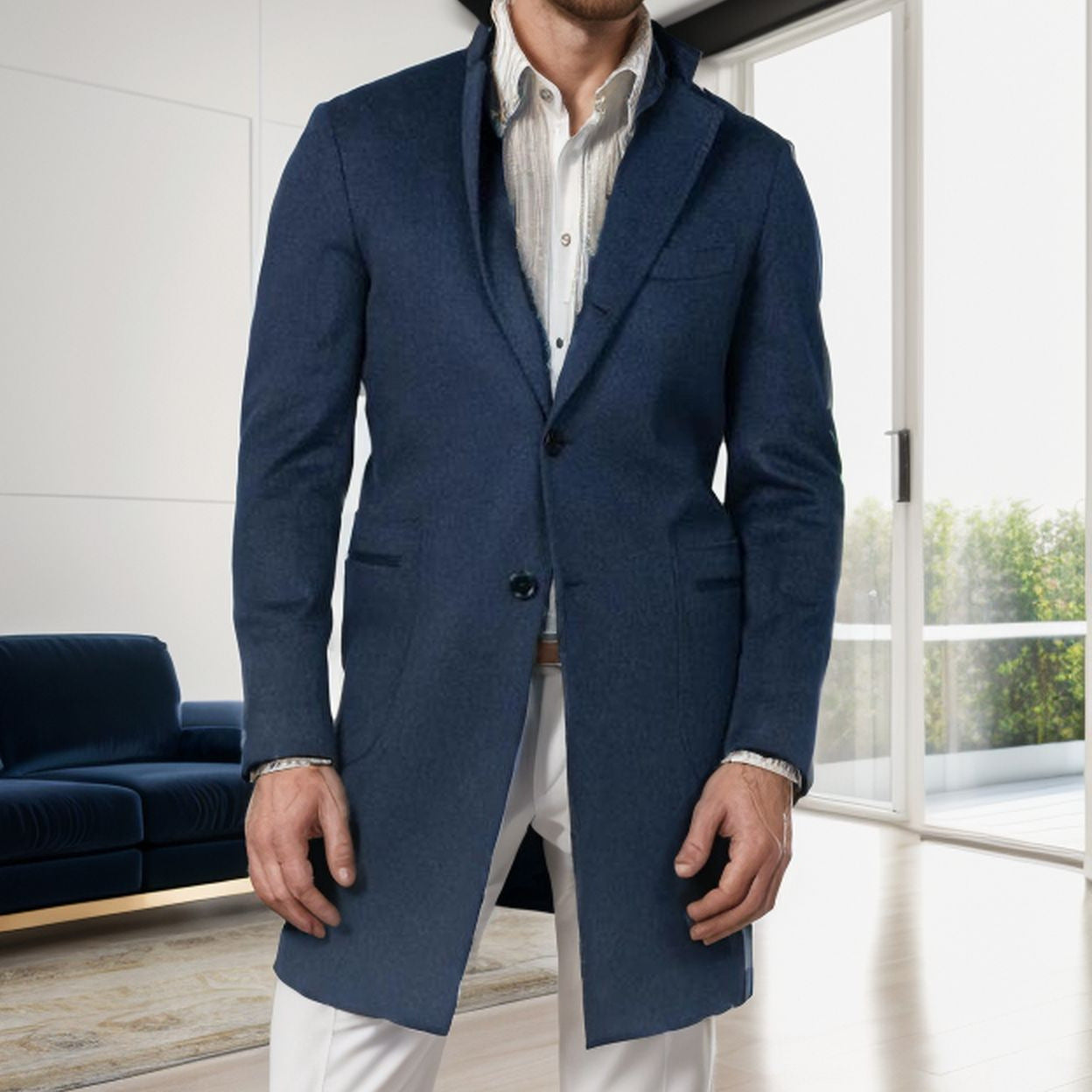 Herren eleganter Langmantel aus weichem Stoff