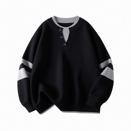 Damen Sportlicher Oversize-Pullover mit Knopfleiste Shop Nory